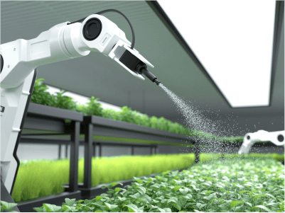 Robot watering a green house